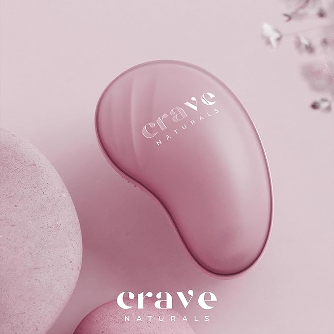 Crave Naturals Mini Detangler Hair Brush Pink – Glide Thru Hair Detangler Brush for Women, Kids & Toddlers – Gentle Scalp Care, No-Pain Tangle-Free Hairbrush for All Hair Types, Travel Hair Brush