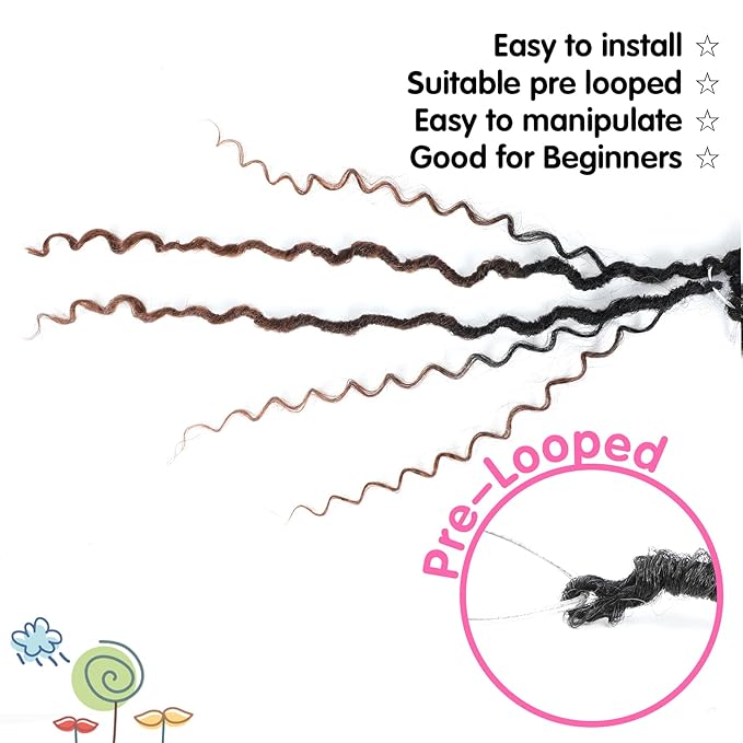 Fulcrum Goddess Locs Crochet Hair 18 Inch, 8 Packs New Faux Locs Crochet Hair for Black Women, Crochet locs with Curly Ends (18Inch (Pack of 8), 1B/4/30#)