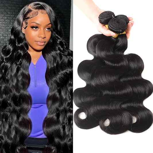 12A Human Hair Bundles Body Wave 100% Unprocessed Brazilian Virgin Hair 3 Bundles Human Hair Extensions Quick Weave Human Hair (22 22 22 Inch)