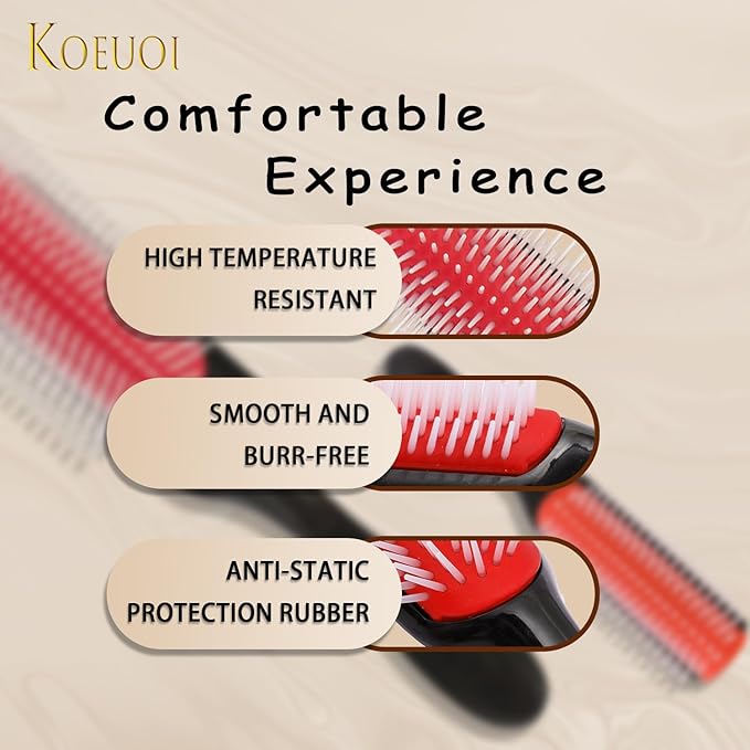 2 Pcs 9 Row Classic Styling Curly Hair Brush for Detangling, Separating, Shaping. For Women and Men Wet or Dry Hair.