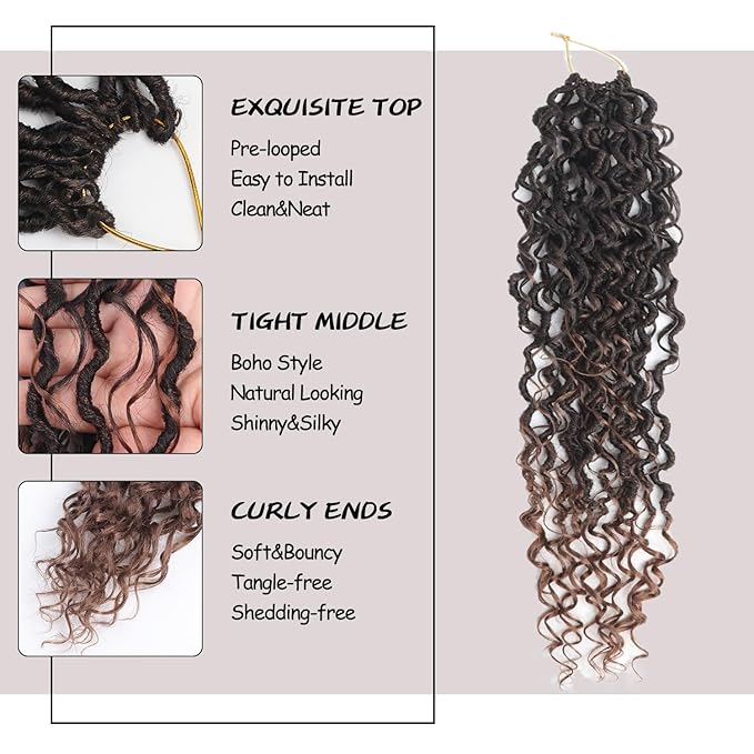 Goddess Locs Crochet Hair 22 Inch 9 Packs Synthetic Faux Locs Crochet Hair for Black Women, River Locs Hair Extensions Style Pre looped Crochet Locs with Curly Ends