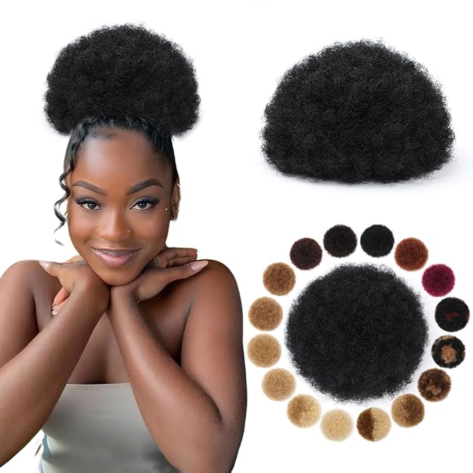 Ponytail Extension Human Hair #1 Black 4c Human Hair Kinky Curly Durable Natural Soft and Smooth Short Ponytail for Natural Hair