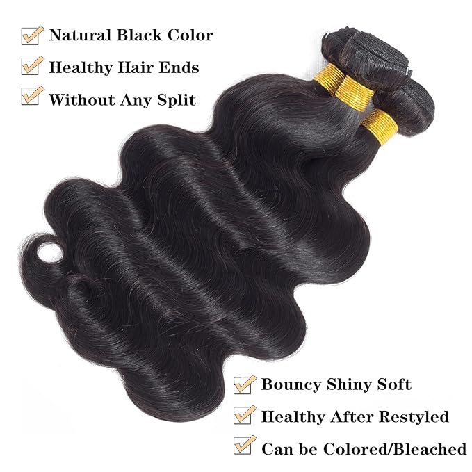 12A Body Wave Bundles Human Hair 14" 14" 14" 300g 100% Unprocessed Brazilian Virgin Hair Body Wave 3 Bundles Human Hair Weave Bundles Natural Color