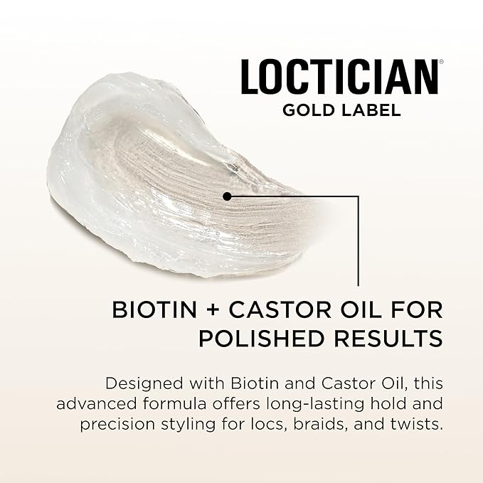Style Factor Loctician Gold Label Premium Pomade with Biotin & Castor Oils – Strong Hold, Expert Styling Gel for Locs, Twists, Braids for All Hair Types 5 oz