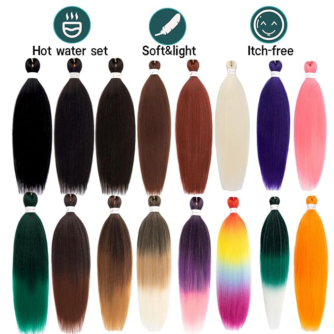 Pre-Stretched 24 Inch Hair Extension, 3 Packs, Braiding Hair, Synthetic, 30#, for Braids, Twists, and Locs