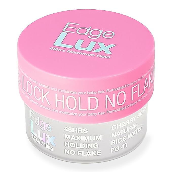Edge Lux Edge Control Gel with Castor Oil, Keratin, Biotin, and Olive Oil - 48 Hour Maximum Hold, Non-Flaking, Non-Greasy, Scented, Conditioning Styling Gel for All Hair Types