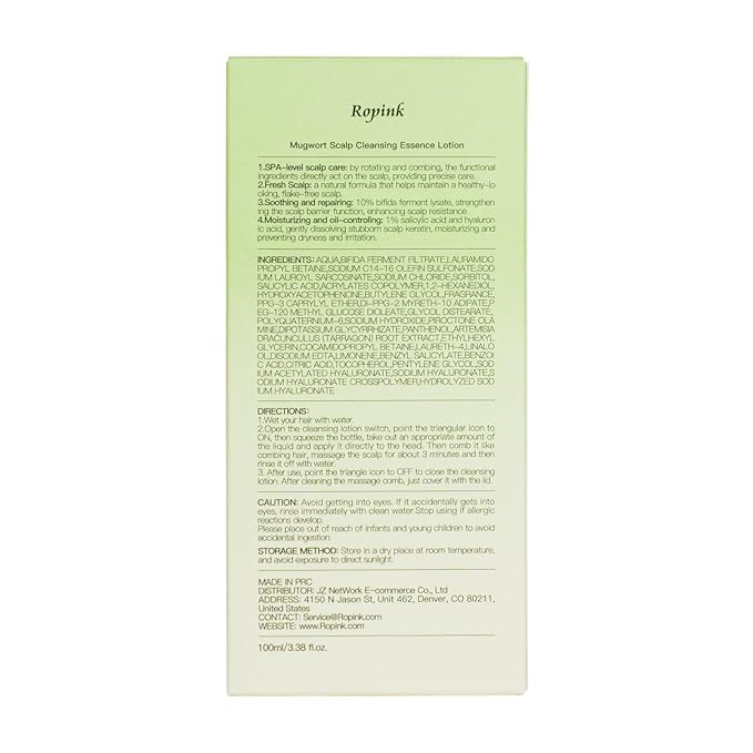 Mugwort Pre-Shampoo Scalp Serum, Anti-Dandruff & Soothing Cleansing Essence with Built-in Brush, Moisturizing Amino Acid Formula to Balance Scalp Barrier, Relieve Itching & Flakes