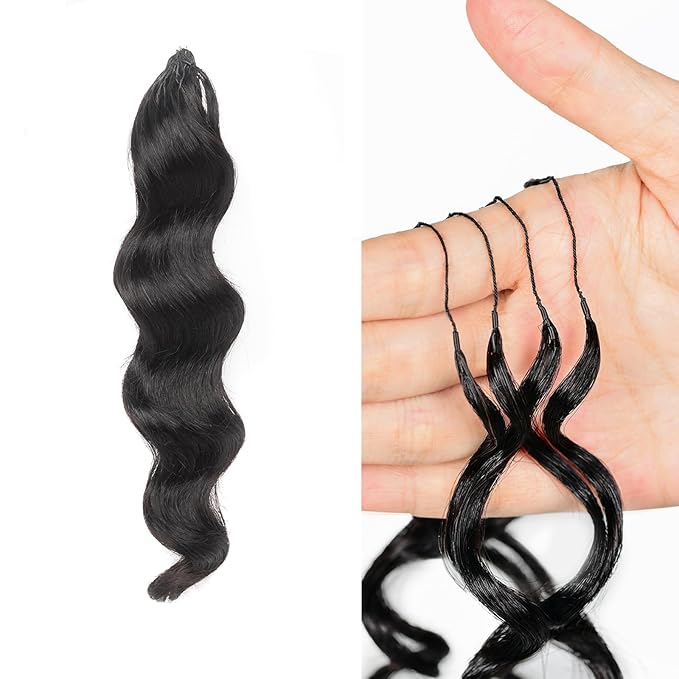 ToyoTress Ocean Wave Feather Crochet Human Hair - 10 Inch 50G Invisible Knotless Water Deep Wave Crochet Human Hair For Black Women Natural Color Braiding Hair (10 Inch, 1B-50G)