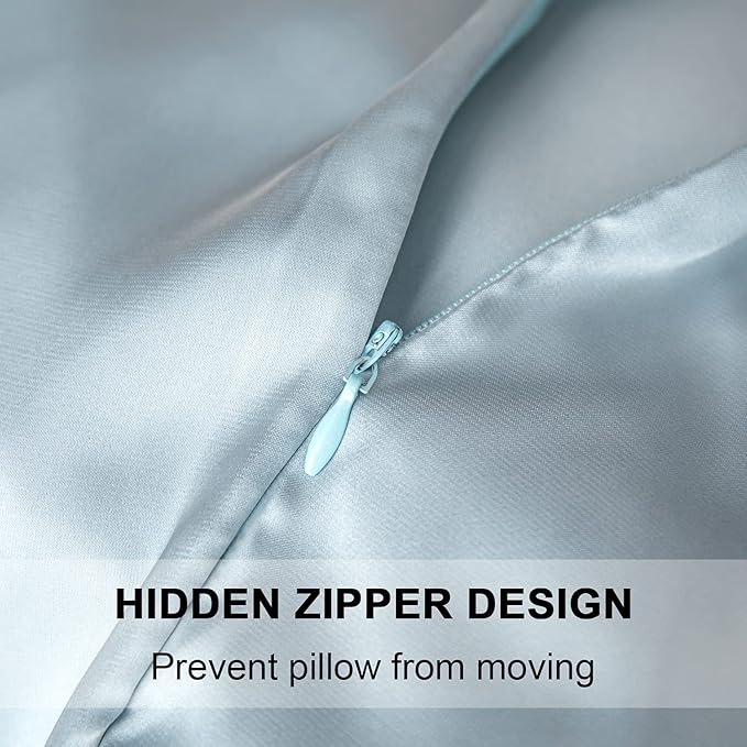 Mulberry Silk Pillowcase for Hair and Skin,Toddler Size Kids Silk Pillow Case with Hidden Zipper,Allergen Proof Dual Sides Soft Breathable Smooth Silk Pillow Cover(Toddler,Aqua Blue)