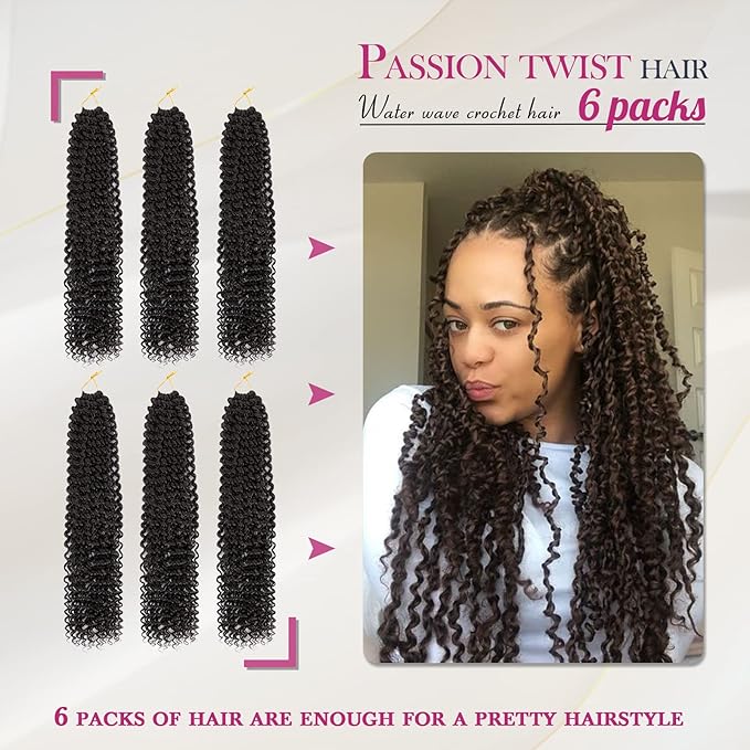 Dansama Passion Twist Hair Water Wave Braiding Hair for Butterfly Style Crochet Braids Bohemian Hair Extensions (18inch, #4, Economy Pack)