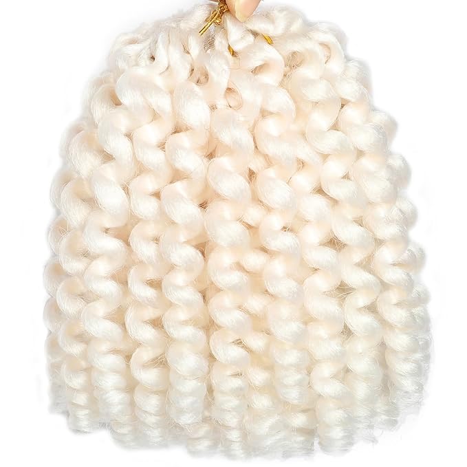 White Short Jamaican Bounce Crochet Hair 5 Packs 2X Ringlet Wand Curl 8 Inch Curly Crochet Hair Extensions Curly Crochet Braiding Hair 100 Roots