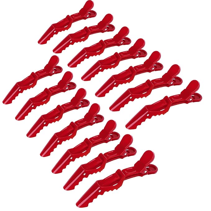 Ondder 14 Pcs Red Large Alligator Hair Clips for Styling Sectioning, Professional Strong Hold for Hair Coloring Cutting, 14 Count Hair Clips for Women Men Girls Teens