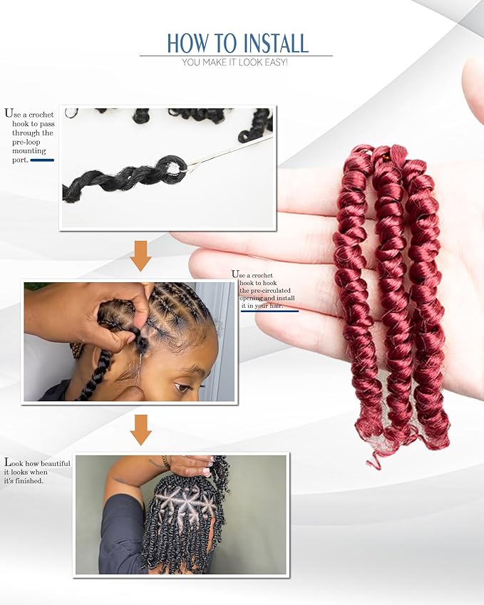 Short Passion Twist Crochet Hair for Black Women and Kids,Pre-Twisted Pre Looped Passion Twist Hair,4 Inch 8 Packs Burgundy Short Bob Spring Twist Bohemian Braids,Curly Hair Extensions(4"-8P,BUG)