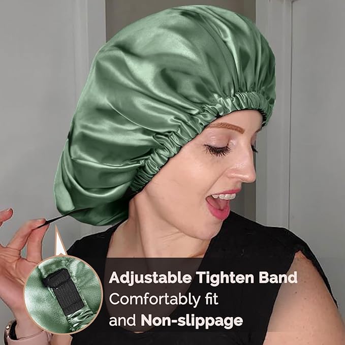 YANIBEST Silk Bonnet Satin Bonnet for Sleeping Women Men, Adjustable Double Layer Hair Bonnet for Curly Braids Reduce Frizz