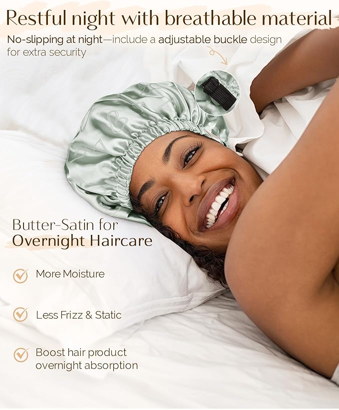 YANIBEST Silk Bonnet Satin Bonnet for Sleeping Women Men, Adjustable Double Layer Hair Bonnet for Curly Braids Reduce Frizz
