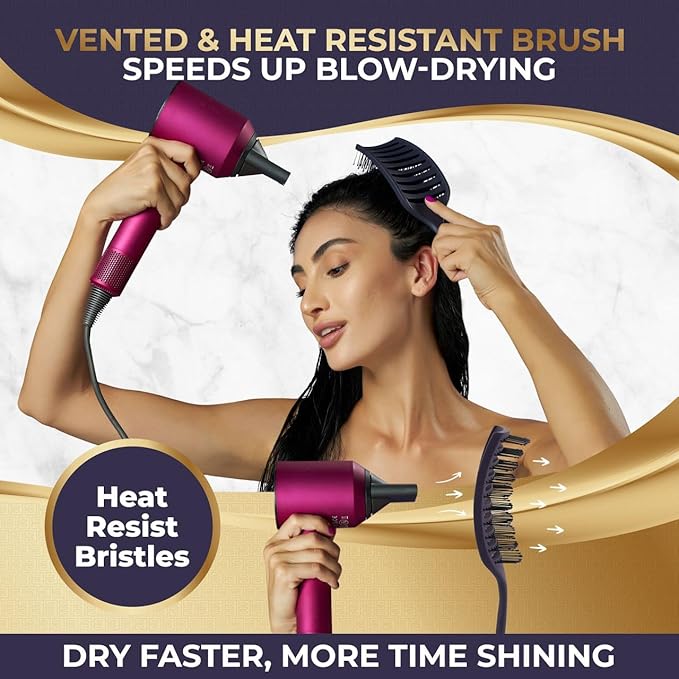 Vented Brush for Blow Drying, Shower & Thick, Coily or Straight Hair | Detangling Brush with Curved Vents & Wide Frame (Empowered Purple)