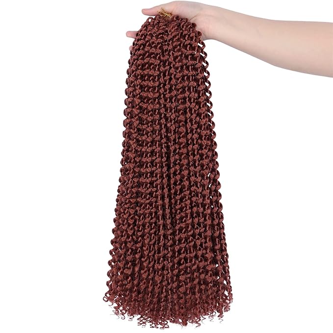 Ubeleco Copper Red Passion Twist Hair, 350# Water Wave Crochet Hair 24 Inch Passion Twist Crochet Hair 22 Strands/Pack Bohemian Synthetic Curly Braiding Hair Extensions (24 Inch (Pack of 2), 350#)