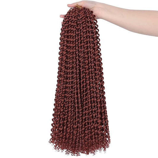 Ubeleco Copper Red Passion Twist Hair, 350# Water Wave Crochet Hair 24 Inch Passion Twist Crochet Hair 22 Strands/Pack Bohemian Synthetic Curly Braiding Hair Extensions (24 Inch (Pack of 2), 350#)