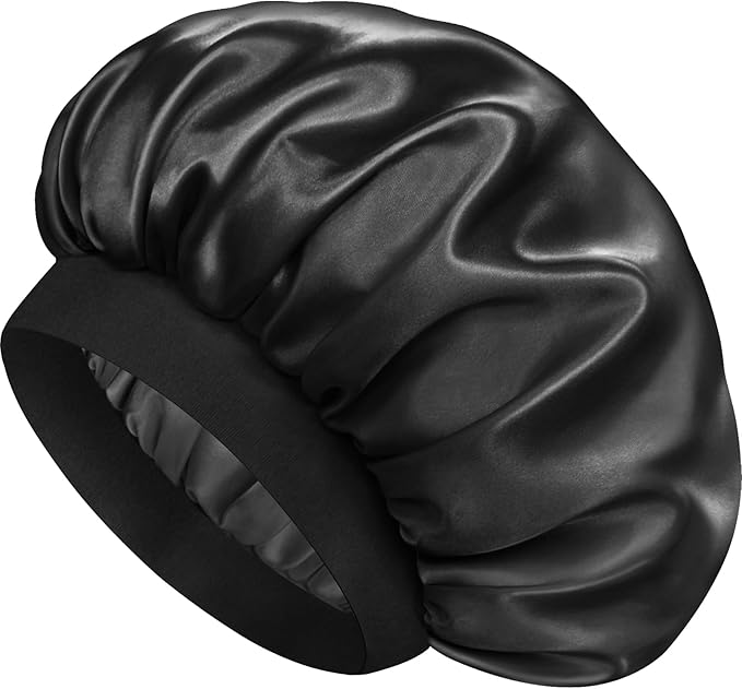 Satin Silk Bonnet for Sleeping, Double Layer Silk Sleep Cap for Men & Women, Soft Satin Lined Bonnet for Curly Hair
