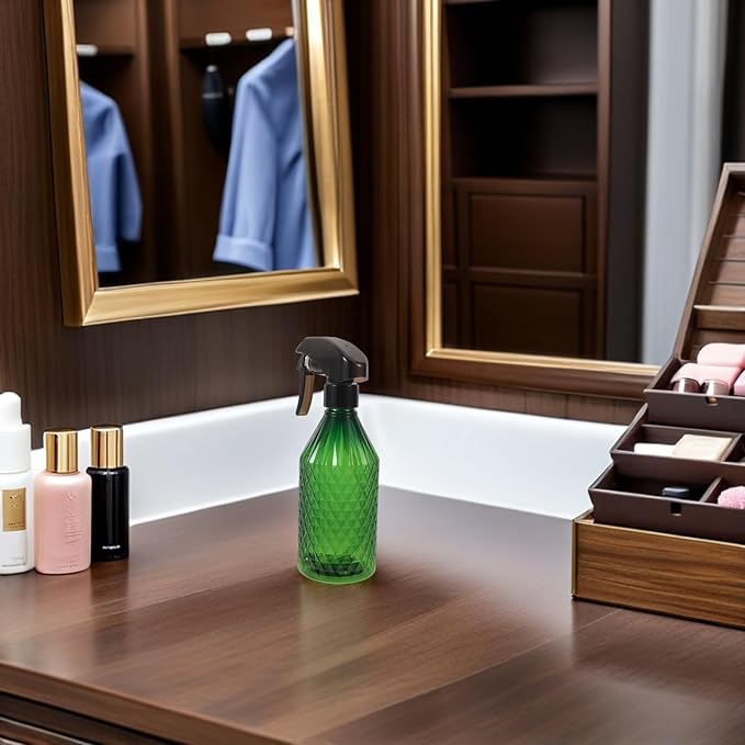 2pcs Continuous Spray Bottle for Hair - Fine Mist Mister with Steel Ball Refillable 6. 7oz Hair Water Sprayer for Salon, Barber, Or Home Use Green