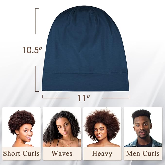 OLESILK Mulberry Silk Bonnet for Men, Mens Bonnet for Curly Hair, 100% Real Silk Hair Bonnet for Sleeping, Night Cap for Frizzy, RoyalBlue