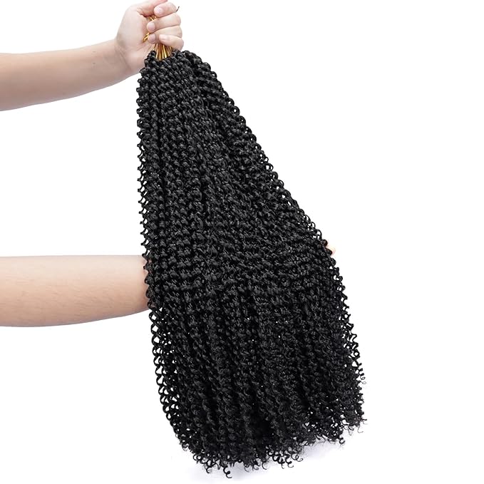 Dorsanee Passion Twist Hair 24 Inch 7 Packs Water Wave Crochet Hair Long Bohemian Curly Braiding Hair for Butterfly Locs, Faux Locs, Boho Style Spring Twist Crochet Braids (1B#)