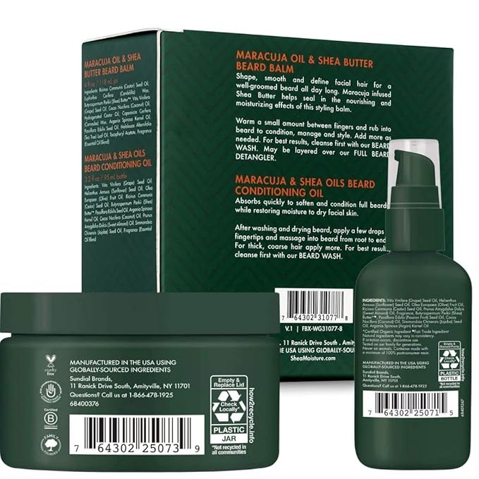 SheaMoisture Beard Care Gift Set – Natural Beard Oil & Beard Balm Scented with Essential Oils, Christmas Gifts for Men (2 Piece Set)