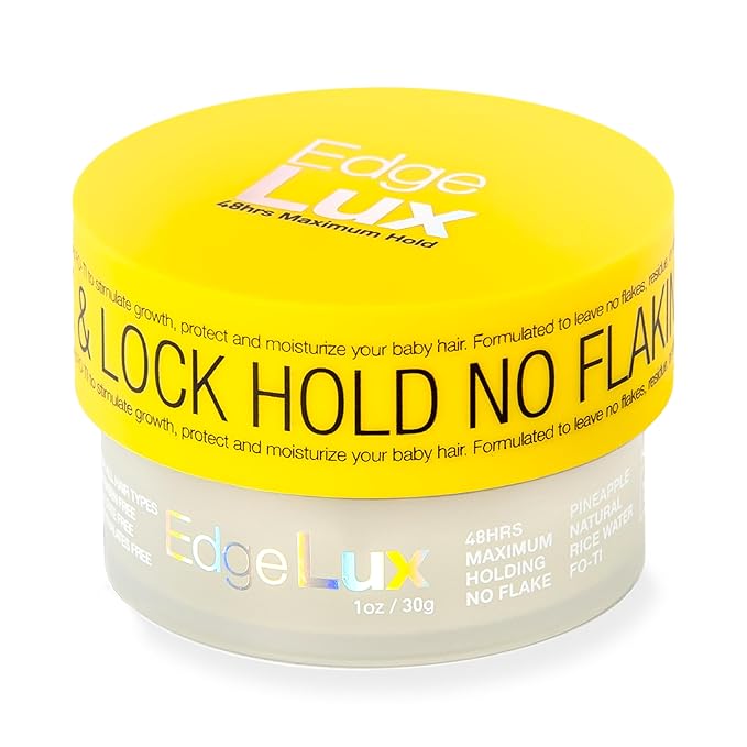 Edge Lux Pineapple Edge Control Gel with Castor Oil, Keratin, Biotin, and Olive Oil - 48 Hour Maximum Hold, Non-Flaking, Non-Greasy, Scented, Conditioning Styling Gel for All Hair Types, 1 Ounce