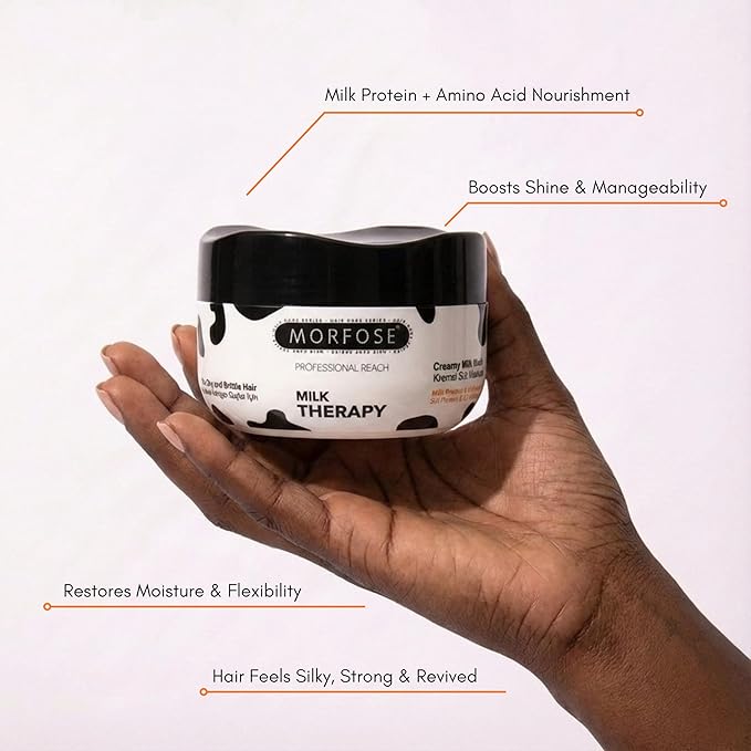 Morfose Professional Hair Mask for Dry, Damaged, or Brittle Strands 16.9 Fl oz (Milk Therapy)