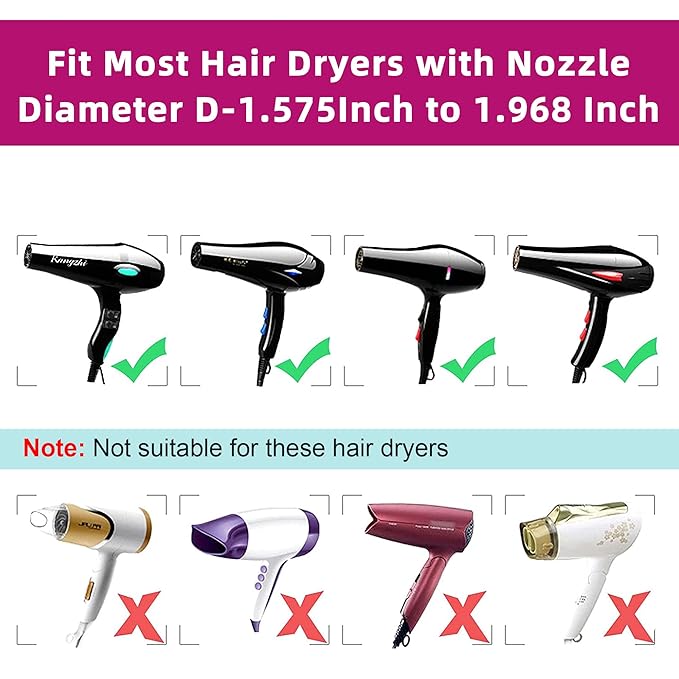 Collapsible Silicone Hair Dryer Diffuser - Travel and Easy Storage - Fit Most Hair Dryers with Nozzle Diameter D-1.575Inch to 1.968 Inch (4-5cm) - Pink