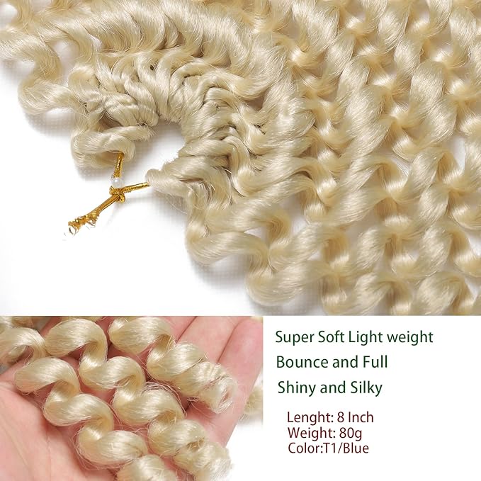 100 Strands Short Jamaican Bounce Crochet Hair Honey Blonde 5 Packs 2X Ringlet Wand Curl Crochet Hair 8 Inch Curly Crochet Hair Extensions Curly Crochet Braiding Hair 613#