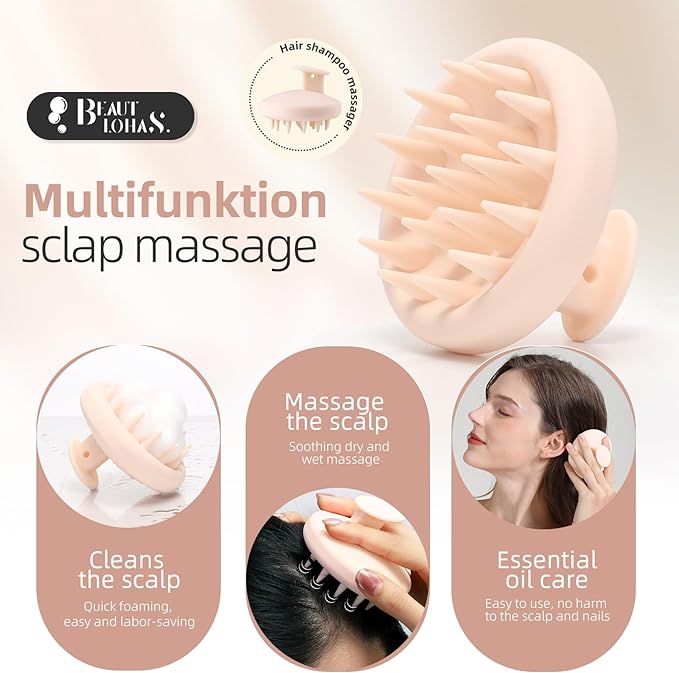 One-Piece Silicone Scalp Massage Brush, Scrubber With Soft Massager for Hair Growth, Deep Cleansing Relaxation, Durable, Gentle on Scalp, Wet Dry Hair Massage Tool