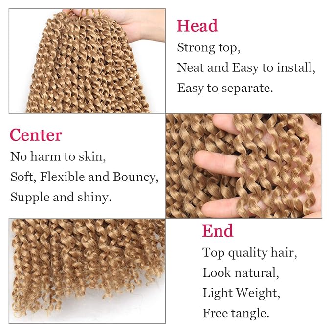 Leeven 30 Inch Blonde Water Wave Crochet Twist Hair for Butterfly Locs 7 Packs Curly Passion Twist Crochet Hair For Women Synthetic Passion Twist Hair 27#