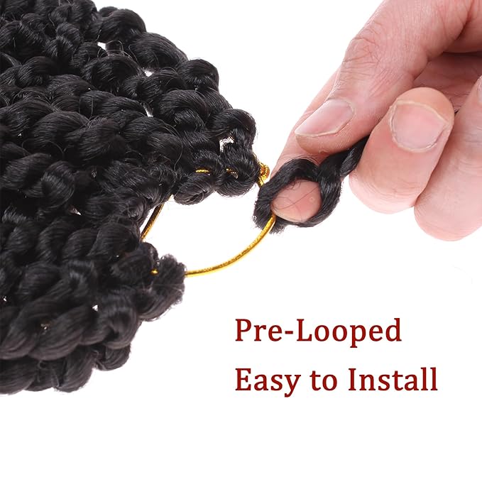 Xtrend 8packs 22inch Pre-twisted Passion Twist Hair Natural Black Pre-looped Passion Twists Crochet Braids Synthetic Hair Extensions Crochet Hair For Women (8packs, 2#)