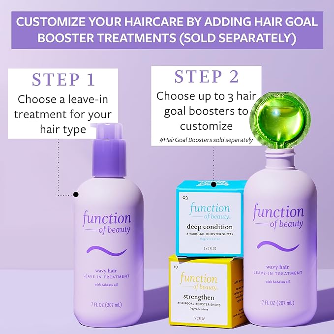 Function of Beauty Wavy Leave In Hair Conditioner - Sulfate-Free Leave In Conditioner Treatment for Natural Wavy Texture - Lightweight, Anti-Frizz, Strengthening & Hydrating - Hair Care Products