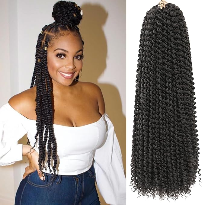 Passion Twist Hair 20 Inch 8 Packs Water Wave Crochet Hair Curly Braiding Hair For Butterfly Locs Long Bohe Crochet Braids (20 Inch (Pack of 8), 2#)