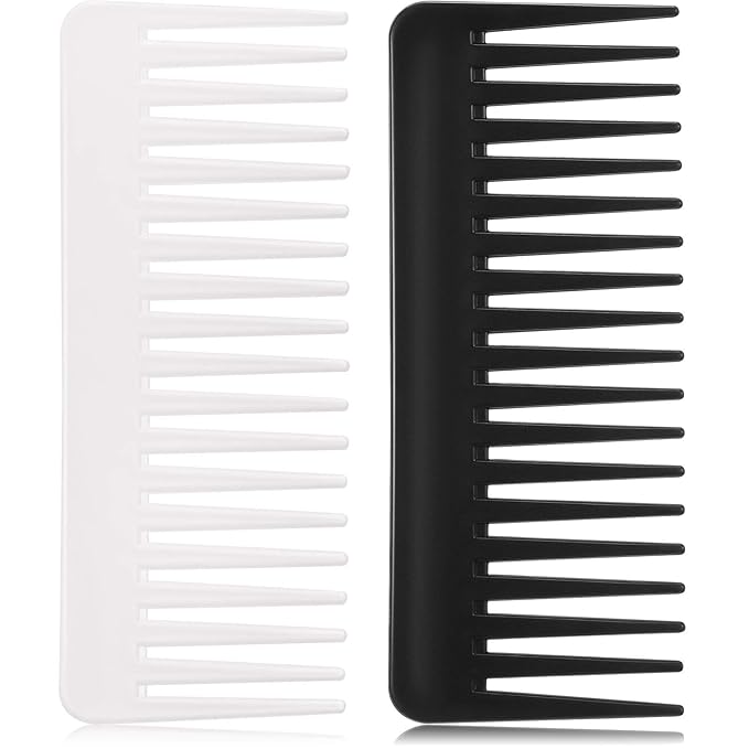 Patelai Wide Tooth Comb Large Hair Detangling Comb for Curly, Wet Dry Hair, No Handle Detangler Accessories(Black, White)