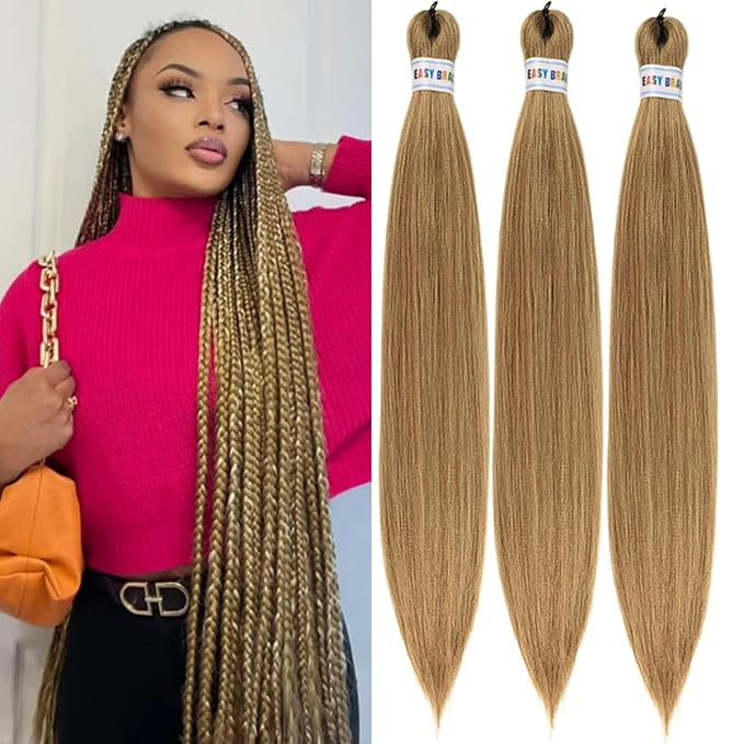 Ash Blonde Straight Braiding Hair for Ez Braids Pre stretched Knotless Braiding hair