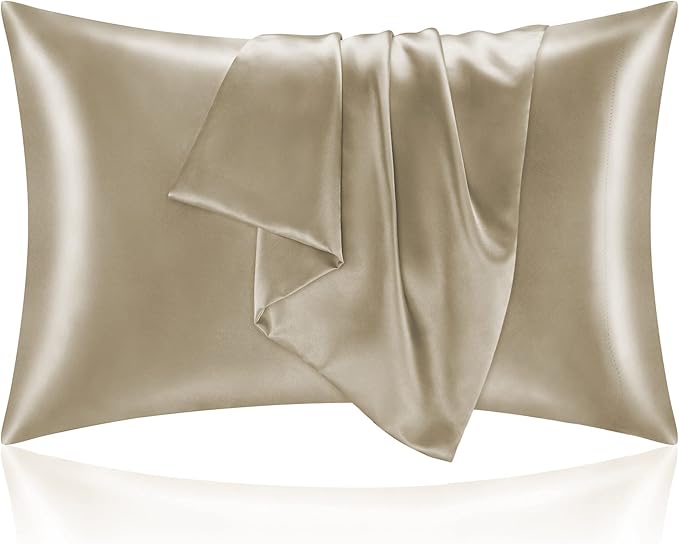 BEDELITE Satin Pillowcase for Hair and Skin, Super Soft and Cooling Similar to Silk Pillow Cases 2 Pack with Envelope Closure, Gift for Women Men(20"x30" Queen Size, Taupe)