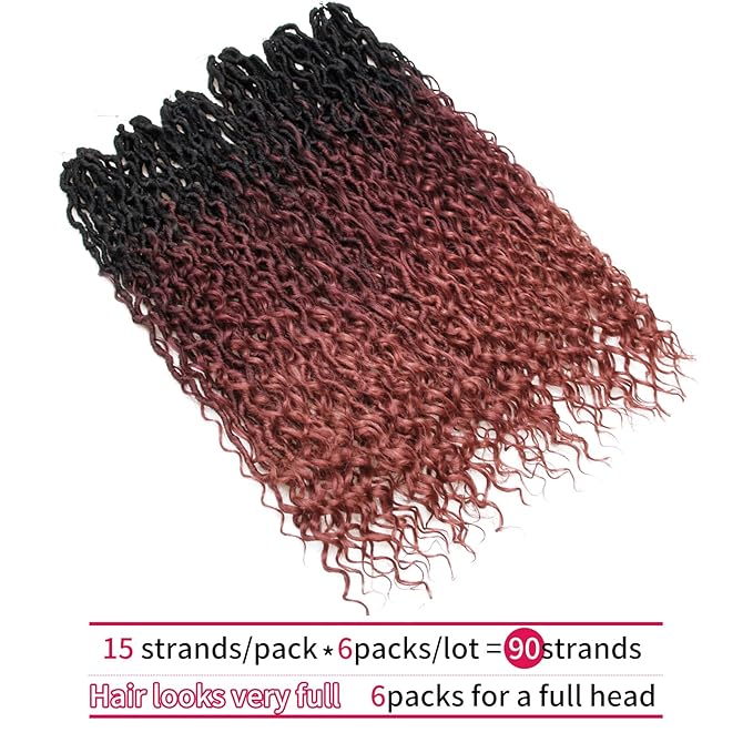Goddess Locs Crochet Hair 22 Inch Curly Faux Locs 6 Packs Pre-looped Blonde River Hippie Bohemian for Black Women (1B/530/350)