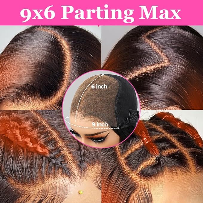 200% Density Wear And Go 9x6 Glueless Wigs Human Hair Pre Plucked Pre Cut For Beginners Ginger Body Wave Lace Front Wigs Human Hair For Black Women HD Lace Closure Colored Glueless Wig(20 INCH)
