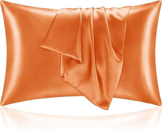 BEDELITE Satin Pillowcase for Hair and Skin, Super Soft and Cooling Similar to Silk Pillow Cases 2 Pack with Envelope Closure, Gift for Women Men(20"x30" Queen Size, Burnt Orange)