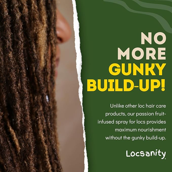 Locsanity Daily Moisturizing Spray for Dull, Dry Locs – Passion Fruit Hair and Scalp Moisturizer for Dreadlocks, Sisterlocks, Microlocks, Braids to Control Oil and Frizz (8 fl oz)