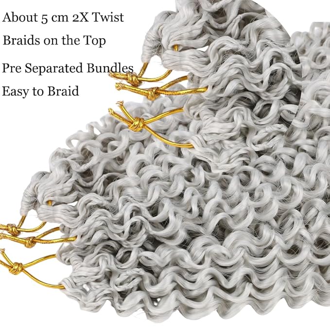 Passion Twist Hair Extensions Gray Curly Crochet Hair 12 Inch Short Curly Braiding Hair 3 Packs Crochet Braids with Curls for Black Women(12",Gray)