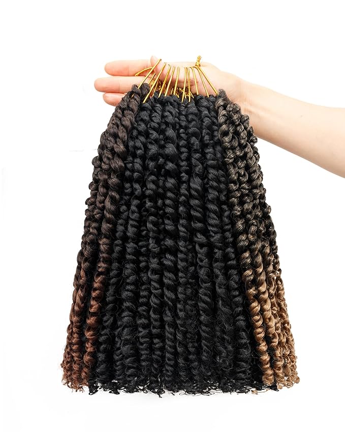 14 Inch 8 Packs Passion Twist Crochet Hair - Mixed Color Combo Pack (1B, T27, T30), Pre-twisted Pre-looped Braided Hair Extensions for Black Women