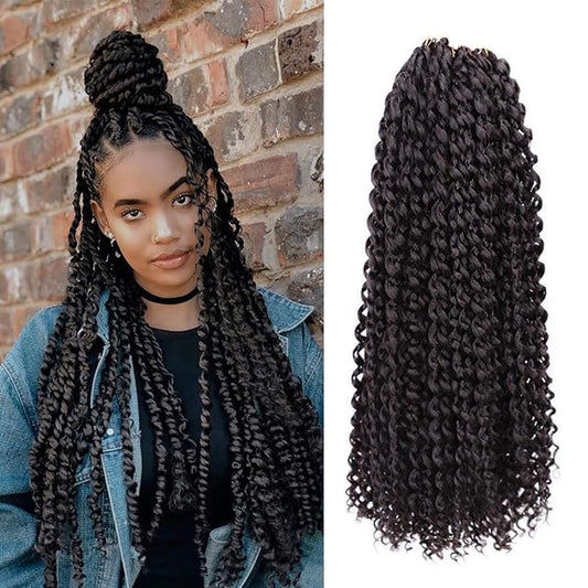 6 Packs Passion Twists Hair 18inch Water Wave Crochet Hair for Butterfly Soft Locs Synthetic Crochet Hair for Passion Twist Long Bohemian Locs Braiding Hair Extensions (18" 6packs 1B#)