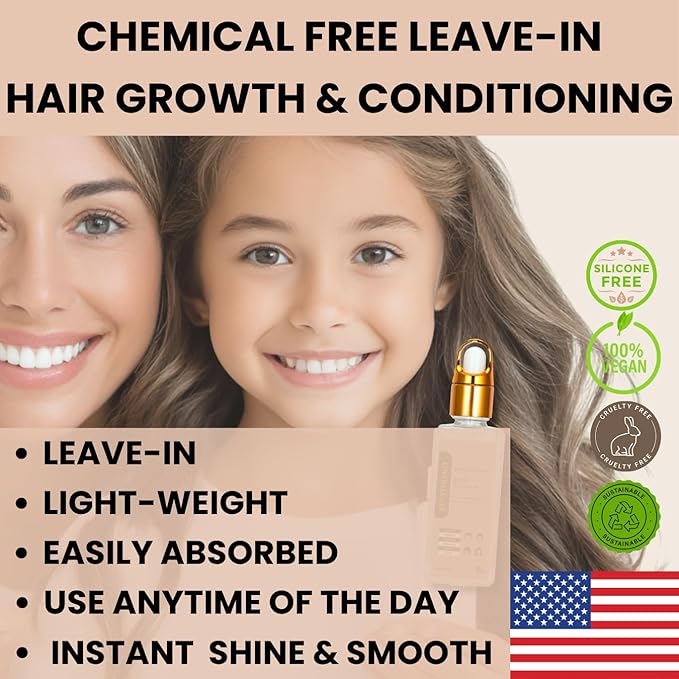 REVATOLOGY Kids & Babies Leave-In Growth & Conditioning Serum (Made in USA) Hair Growth Product with 30 Botanicals | Anti-Dandruff & Anti-Frizz for Curly/Thin/Thick Hair | Chemical & Cruelty-Free