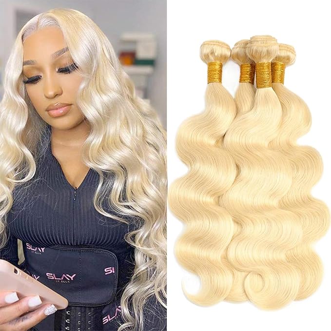 613 Blonde Body Wave Bundles Human Hair 20" 22" 24" 26" 400g 12A Grade Brazilian Virgin Body Wave Human Hair 4 Bundles 100% Unprocessed Virgin Remy 613 Blonde Hair Weft Bundles