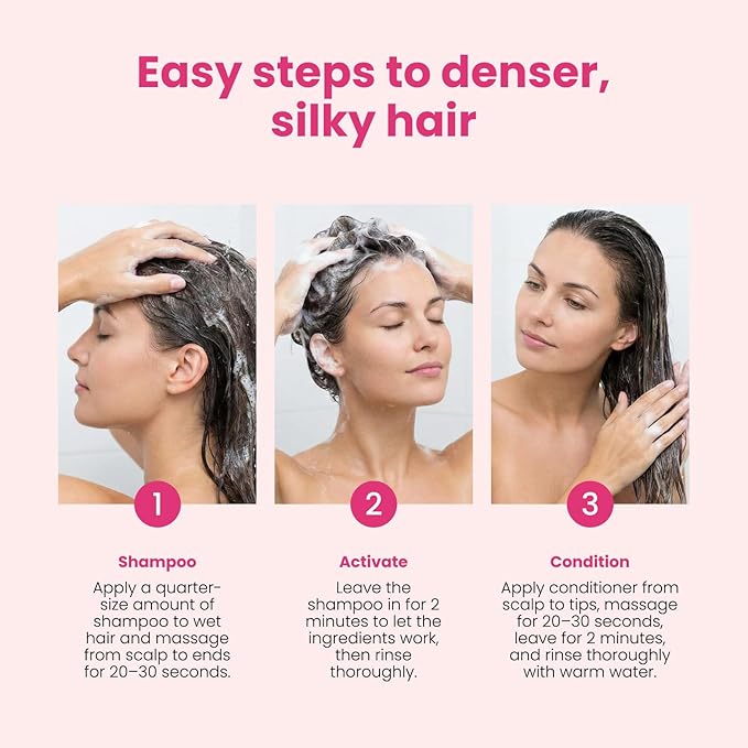 Trybello Hair Growth Shampoo & Strengthening Conditioner Set | with Biotin, Turmeric & Ginger | Anti-Hair Fall, Sulfate Free, Paraben Free | Hair Regrowth Support for Fuller, Healthier Strands