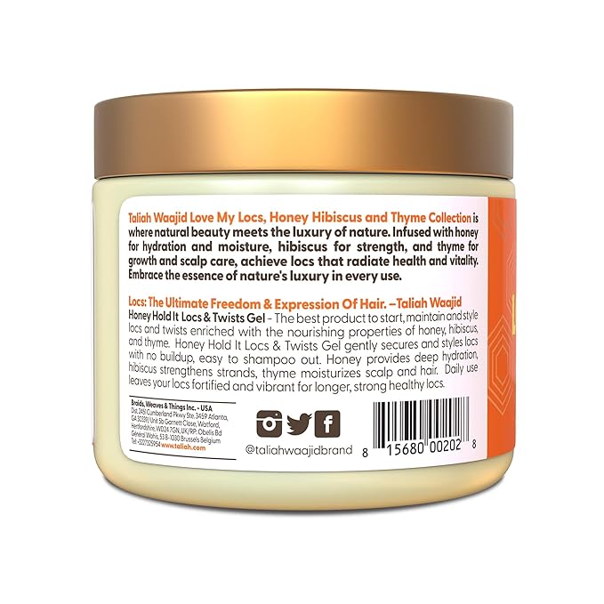 Taliah Waajid Love My Locs Honey Hold It Locs & Twists Gel - Hair Styling Gel for Textured Hair, 16oz - Infused with Honey, Hibiscus, and Thyme for Healthy Locs